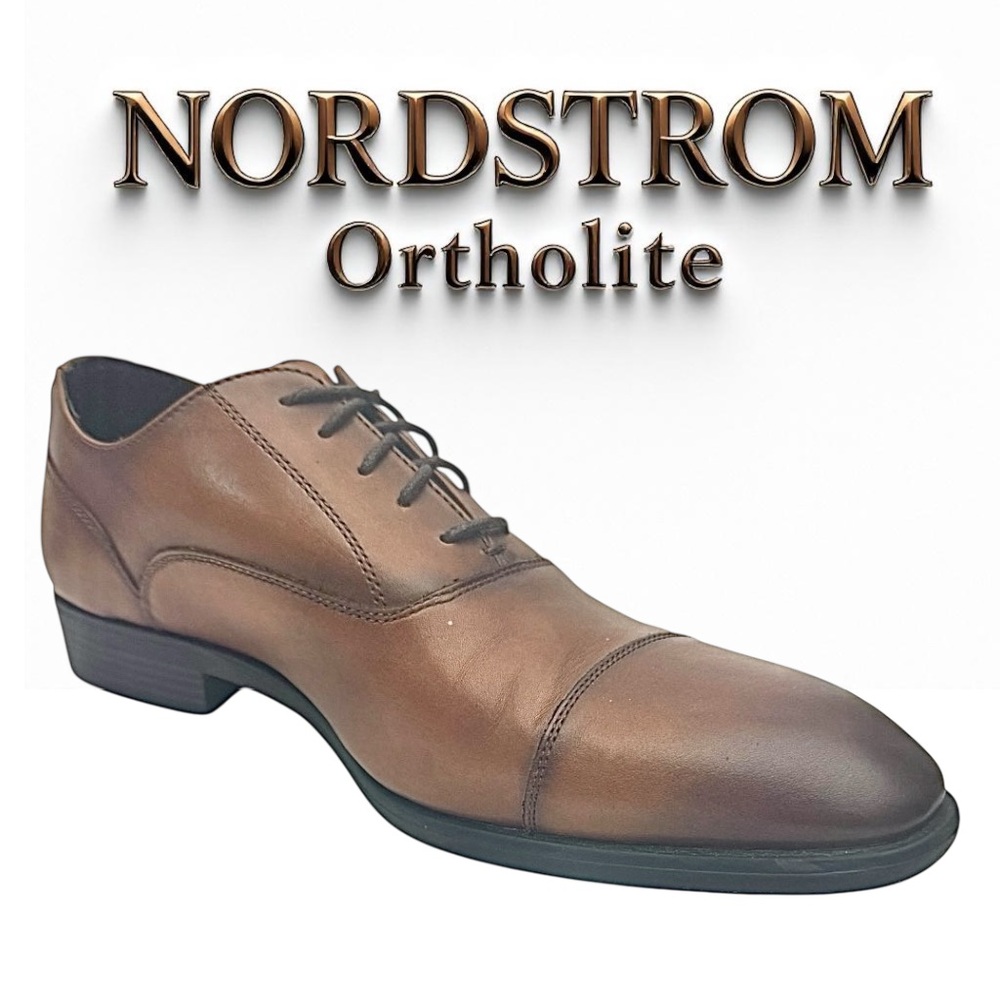 Men’s Nordstrom Ortholite Leather Balmoral Dress Shoes US 13M Black Pre-Owned